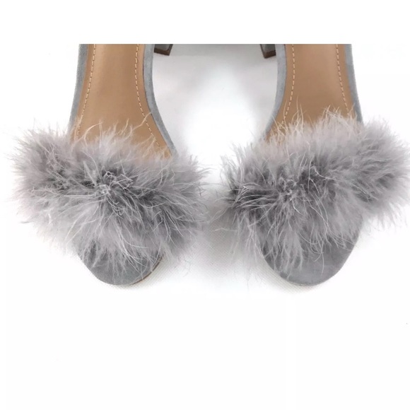 Steve Madden Suede Real Feather Block Heel Sandals - Picture 4 of 10
